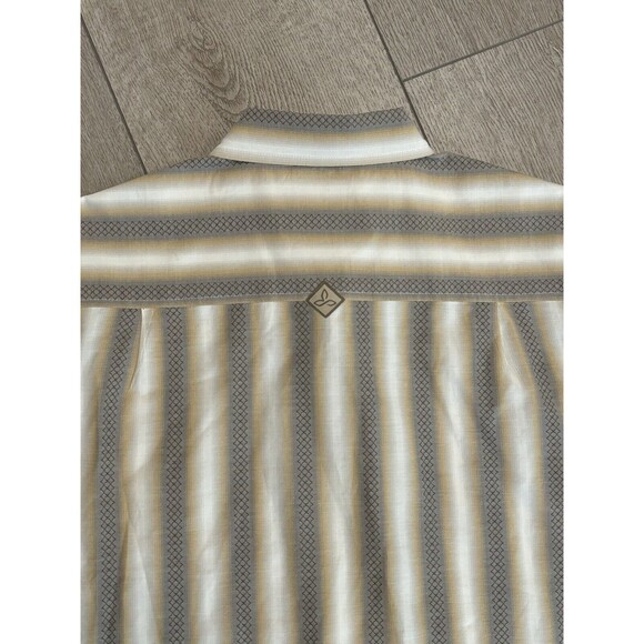 prAna Breathe Men’s Button-Up Short Sleeve Plaid Shirt Medium White Beige - Picture 9 of 9